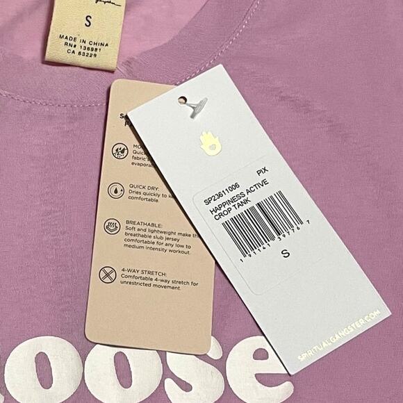 Spiritual Gangster Cropped Muscle Tank Size Small Choose Happiness Lavender NWT - Picture 8 of 16